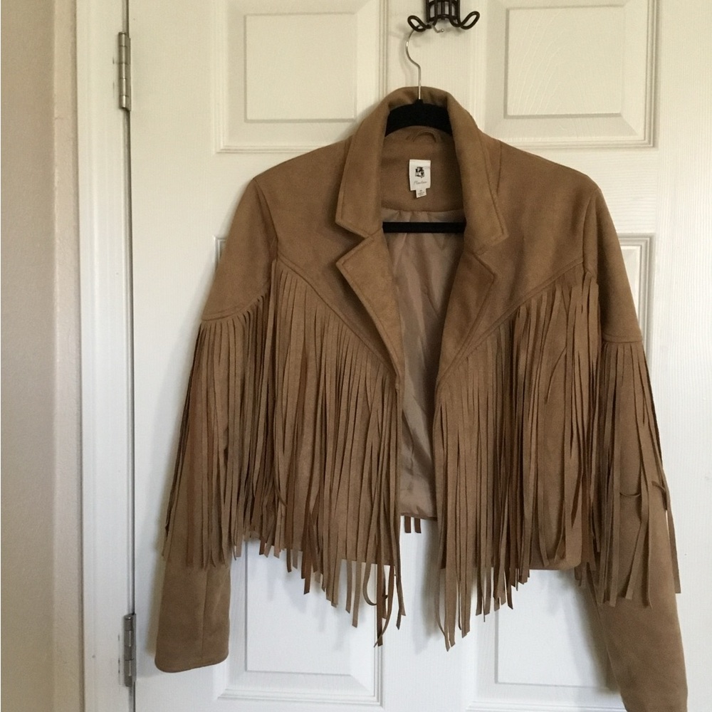 Flawless Fringe Brown / Tan Fringe Open Jacket size medium